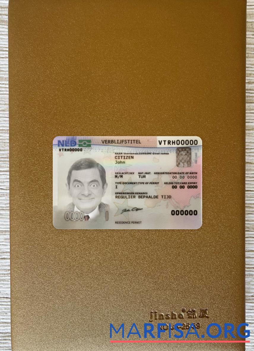 Printable Netherlands residence permit photolook FRONT sample